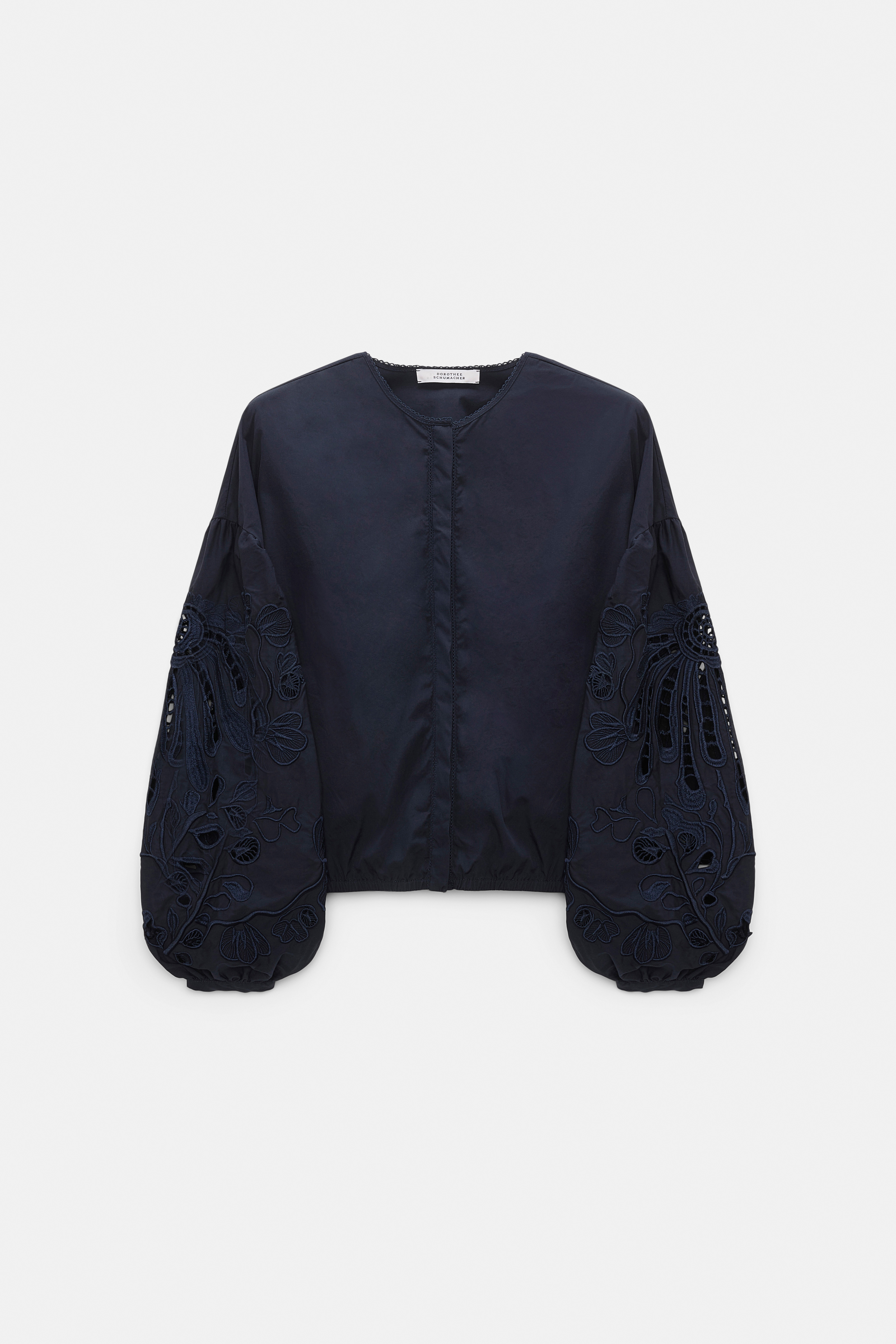 Dorothee Schumacher Cotton blouse with broderie anglaise embroidery dark navy